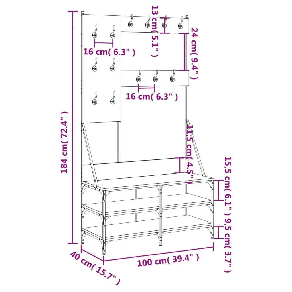 Clothes Rack with Shoe Storage Black 100x40x184 cm 837852