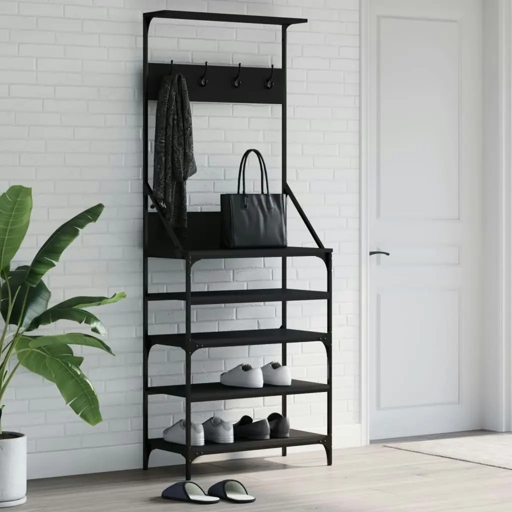 Clothes Rack with Shoe Storage Black 70x34x184 cm 837872