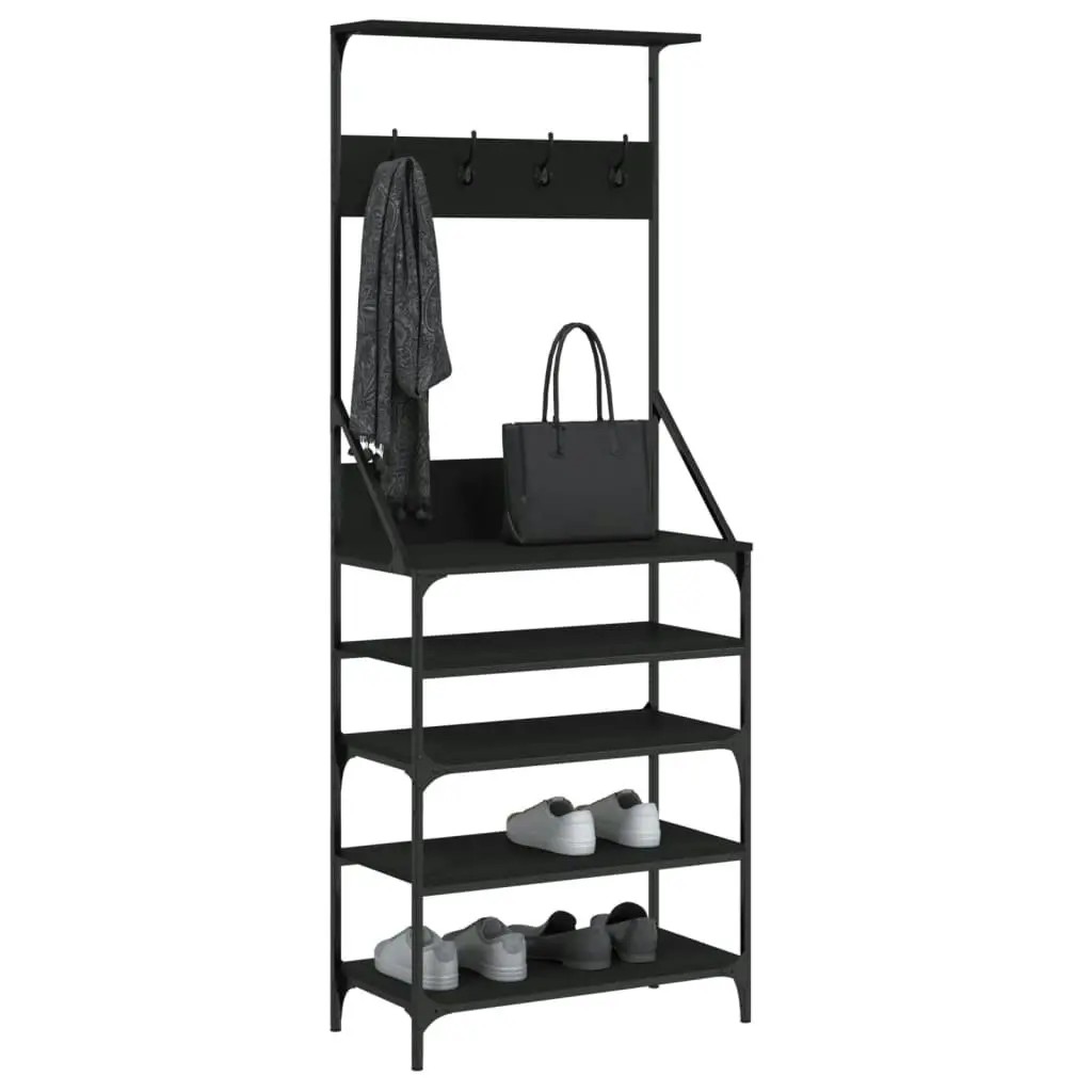 Clothes Rack with Shoe Storage Black 70x34x184 cm 837872