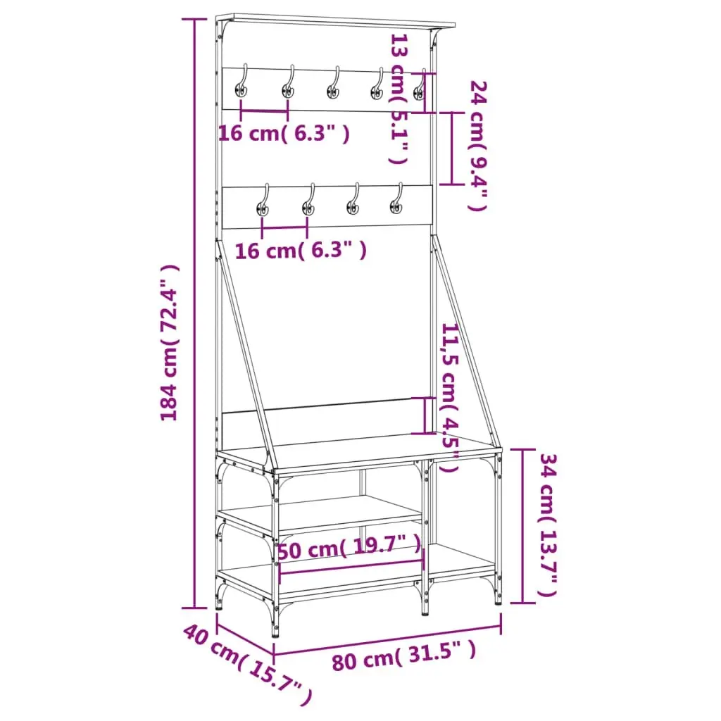 Clothes Rack with Shoe Storage Black 80x40x184 cm 837862