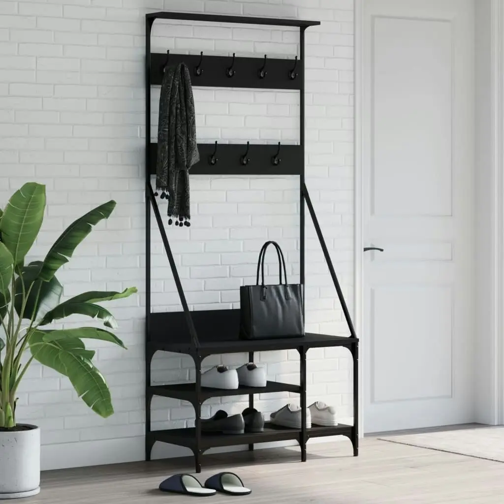 Clothes Rack with Shoe Storage Black 80x40x184 cm 837862