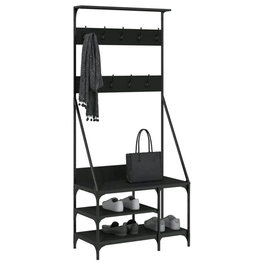 Clothes Rack with Shoe Storage Black 80x40x184 cm 837862