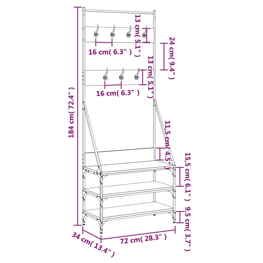 Clothes Rack with Shoe Storage Black 72x34x184 cm 837827