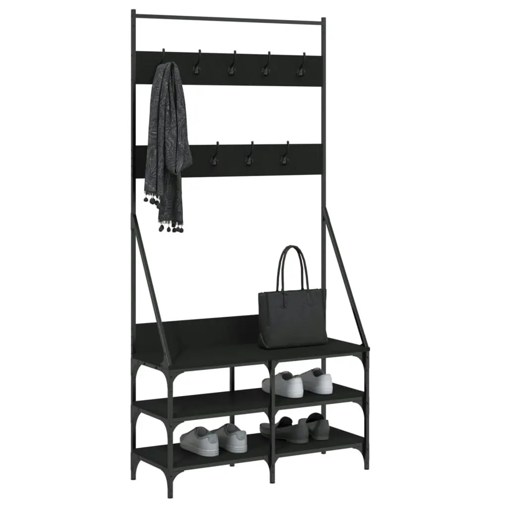 Clothes Rack with Shoe Storage Black 90x34x184 cm 837832