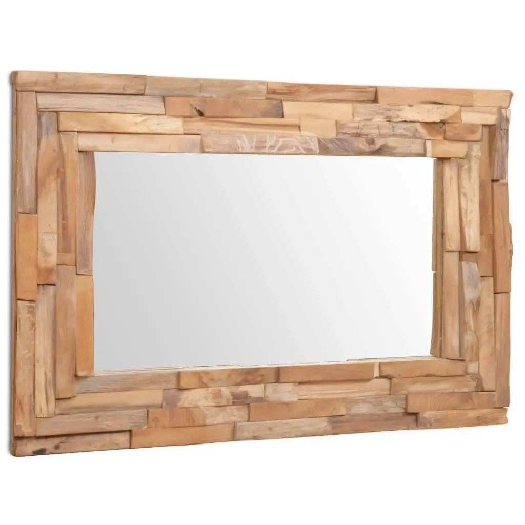 Decorative Mirror Teak 90x60 cm Rectangular 244563