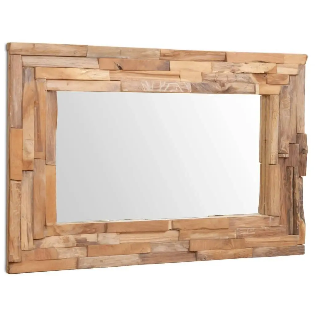 Decorative Mirror Teak 90x60 cm Rectangular 244563