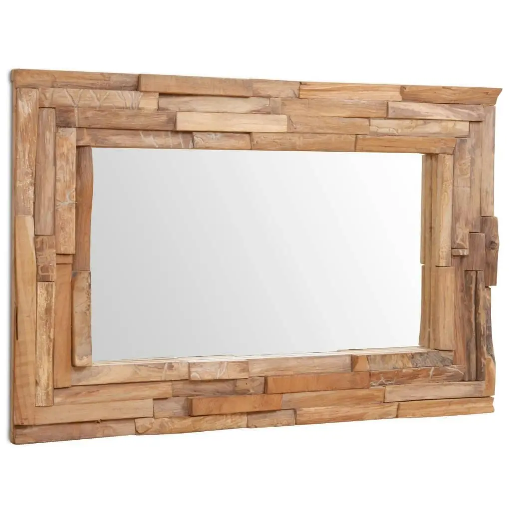 Decorative Mirror Teak 90x60 cm Rectangular 244563