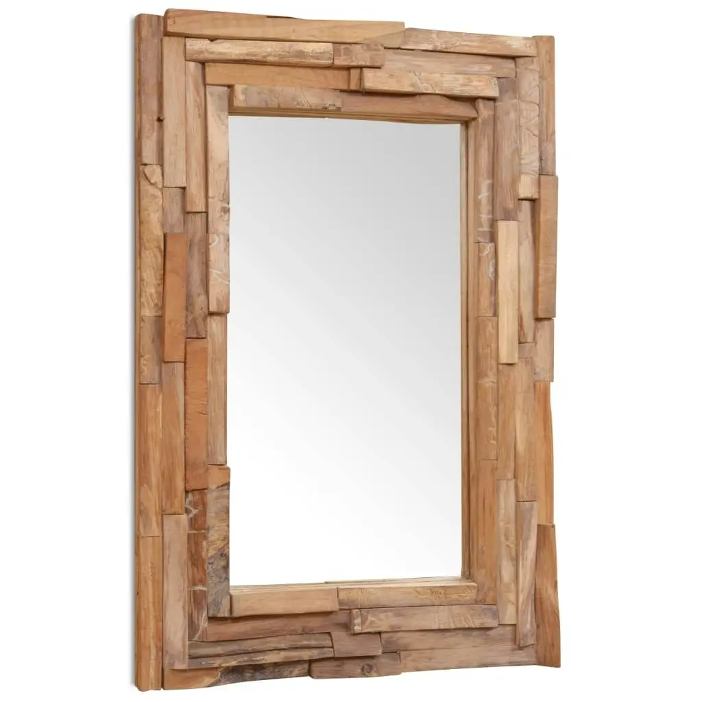 Decorative Mirror Teak 90x60 cm Rectangular 244563