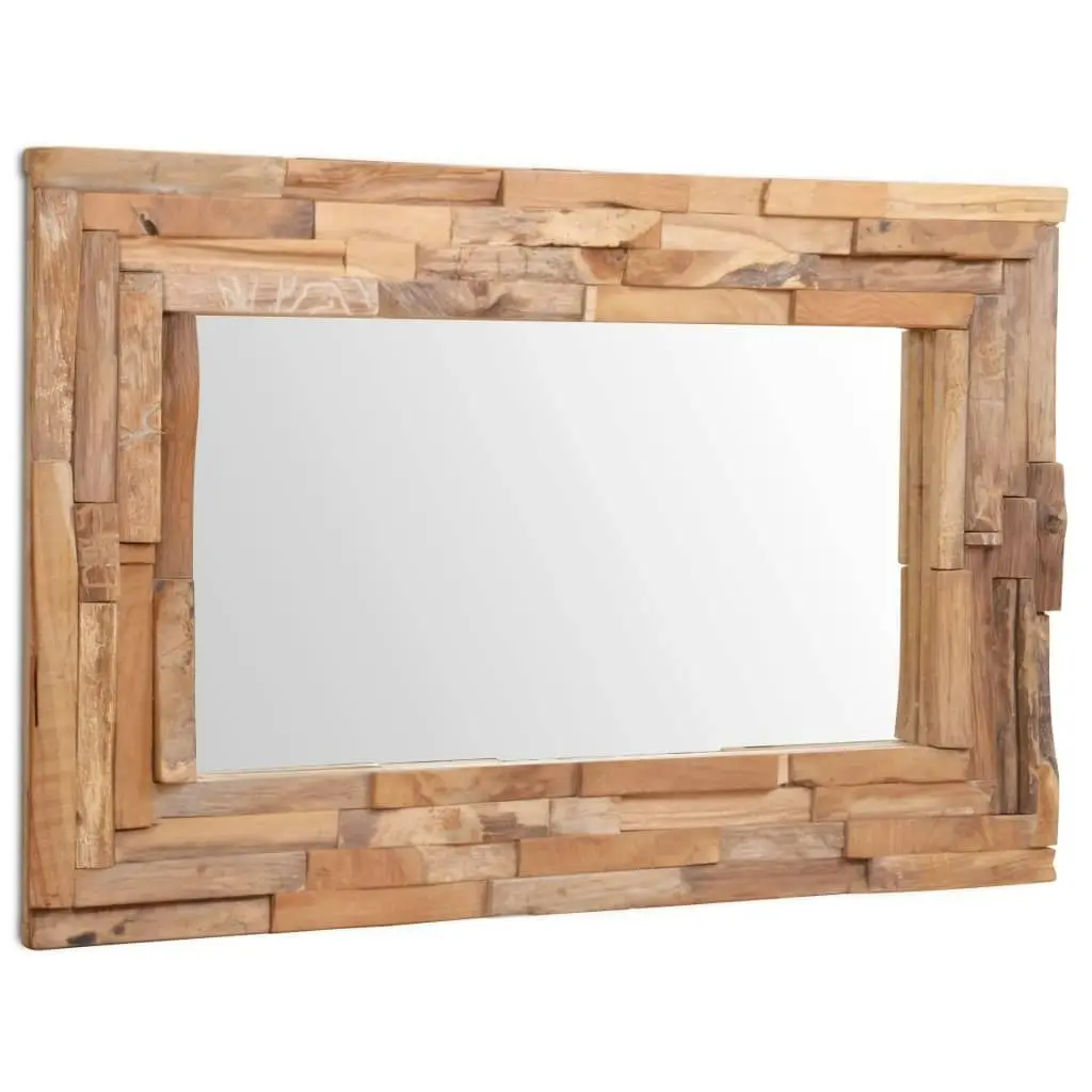 Decorative Mirror Teak 90x60 cm Rectangular 244563