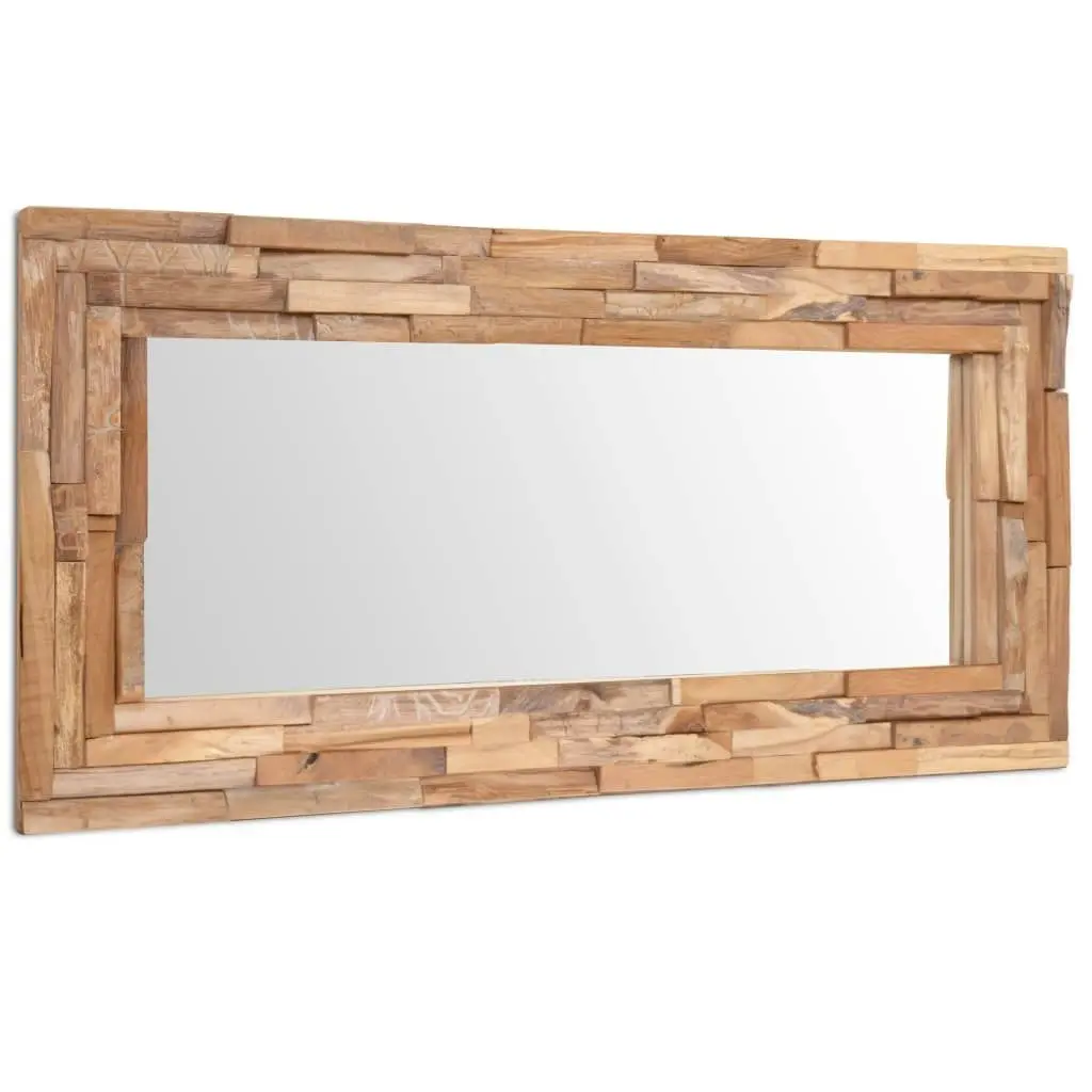 Decorative Mirror Teak 120x60 cm Rectangular 244564