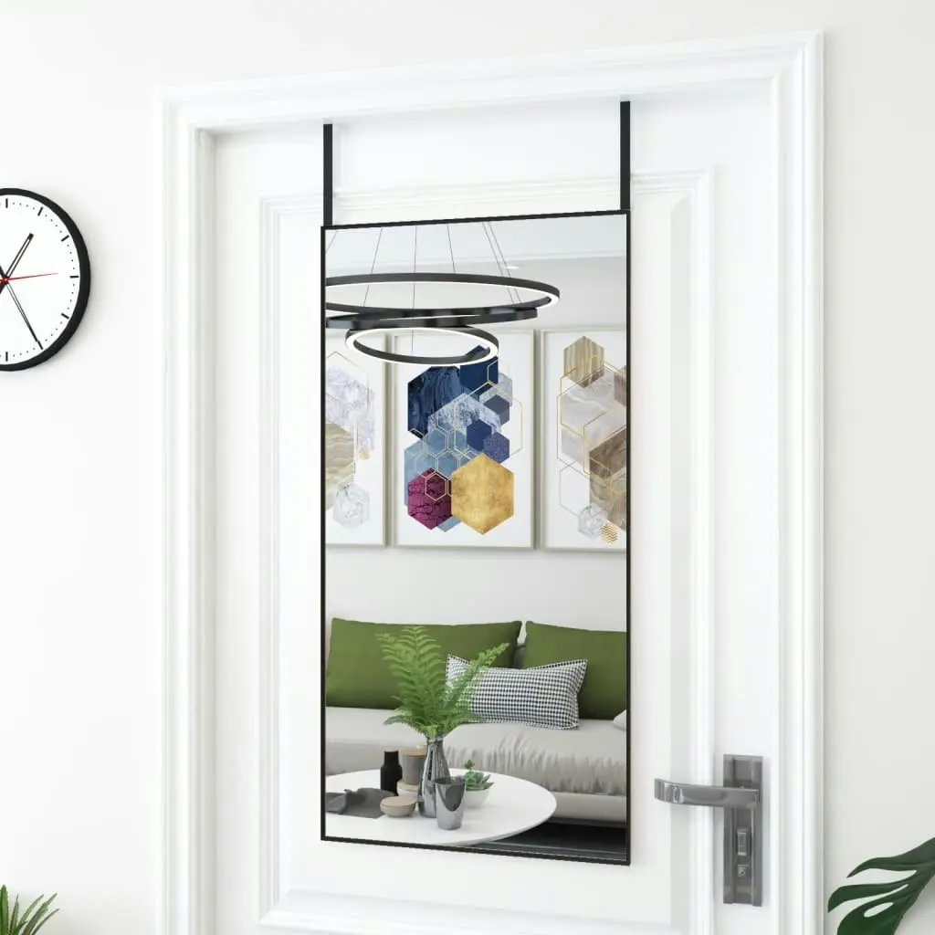 Door Mirror Black 50x100 cm Glass and Aluminium 327411