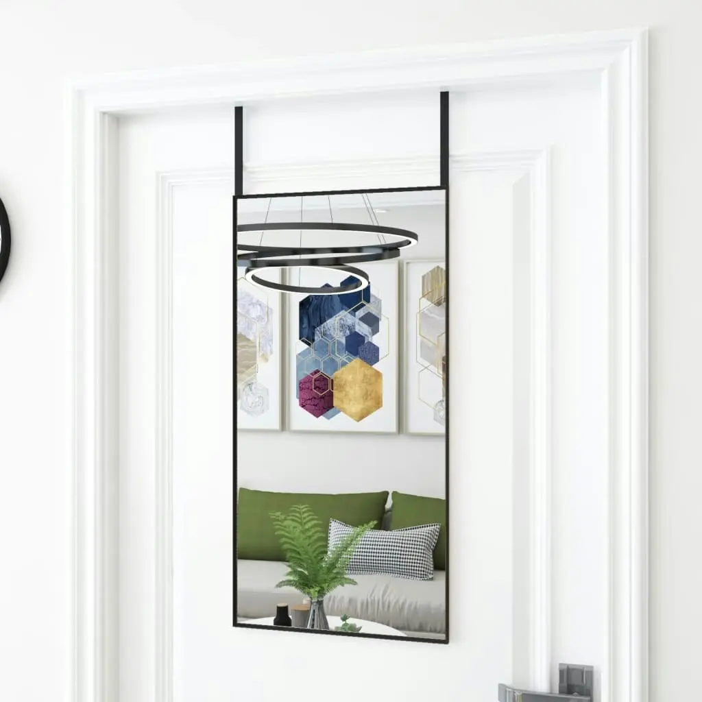 Door Mirror Black 40x80 cm Glass and Aluminium 327407