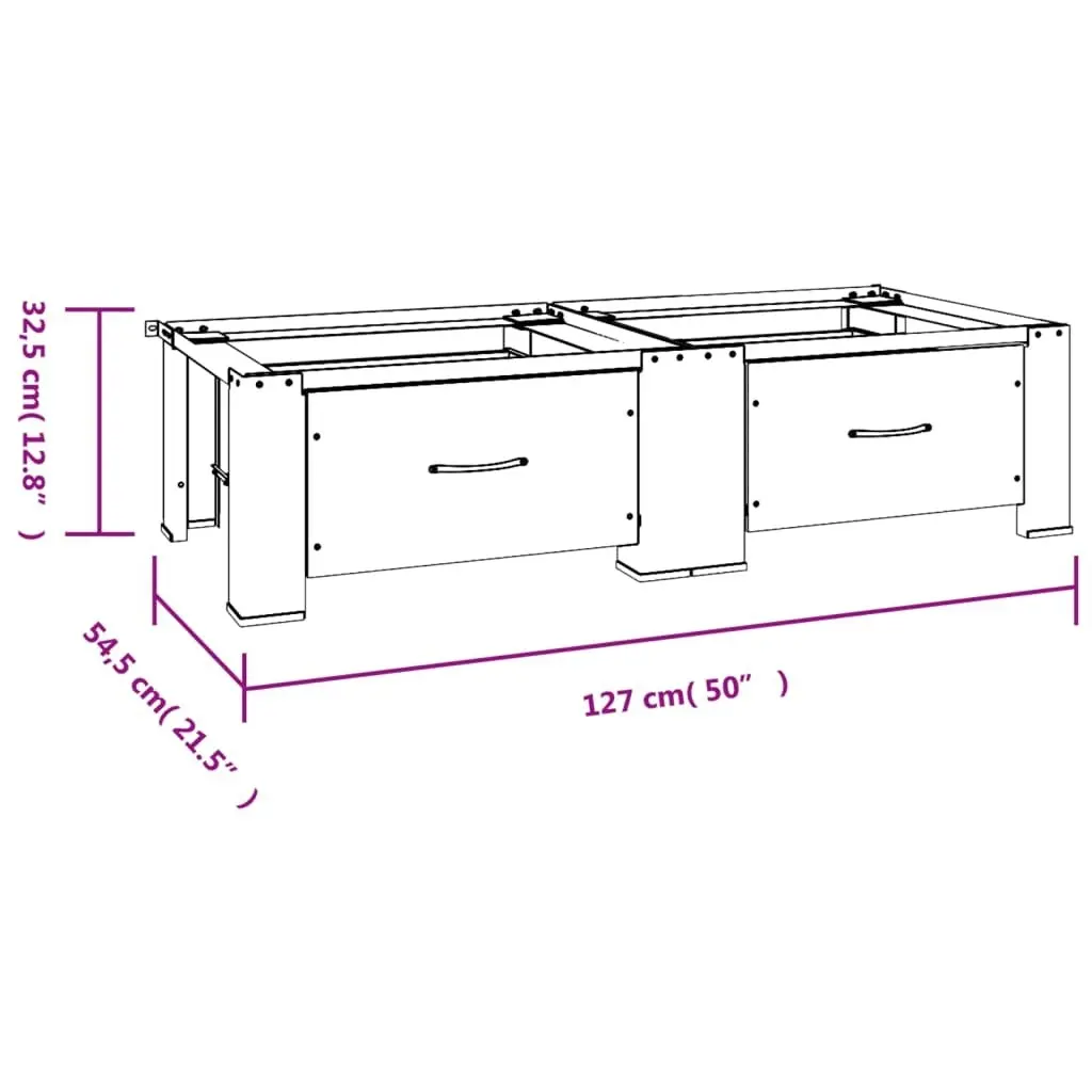 Double Washing and Drying Machine Pedestal with Drawers White 51195