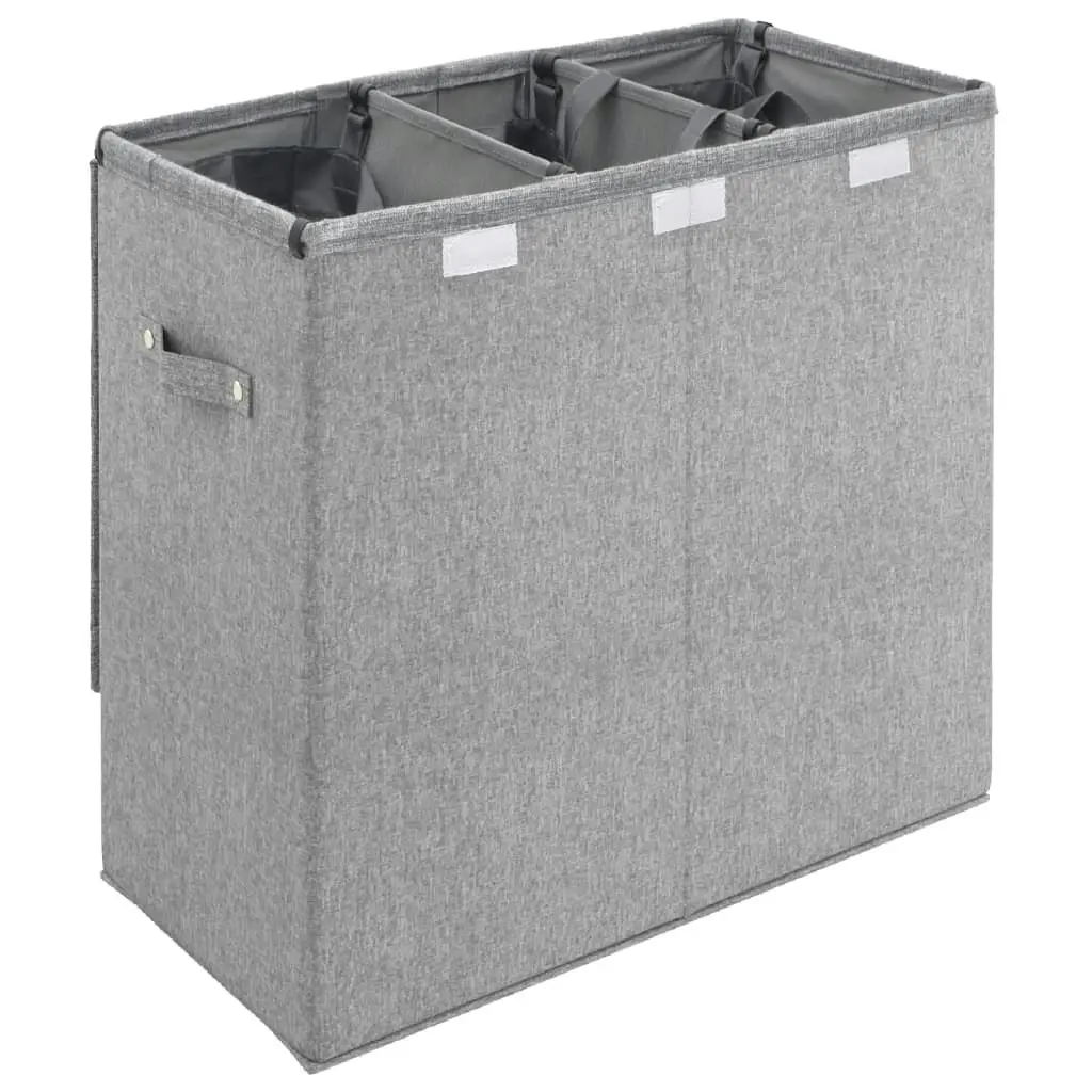 Foldable Laundry Hamper Grey 64.5x34.5x59 cm Faux Linen Fabric 351041