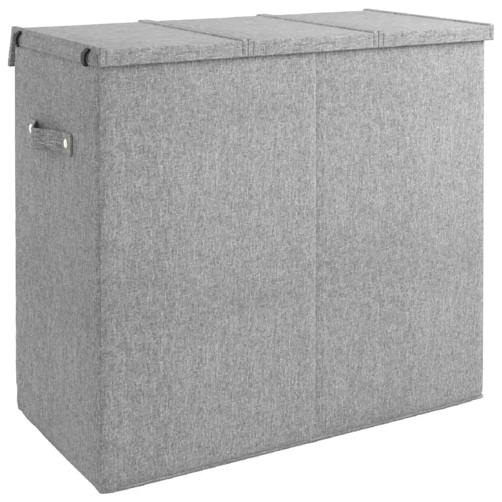 Foldable Laundry Hamper Grey 64.5x34.5x59 cm Faux Linen Fabric 351041