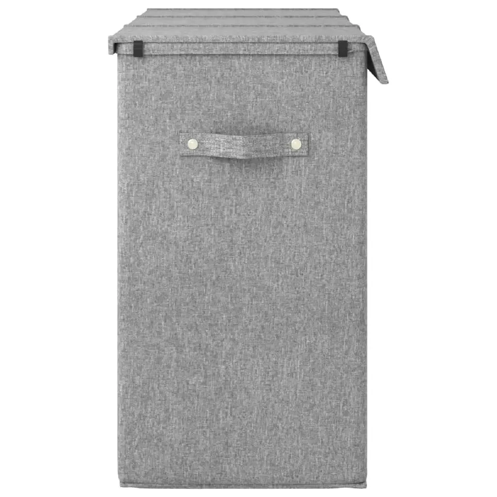 Foldable Laundry Hamper Grey 64.5x34.5x59 cm Faux Linen Fabric 351041