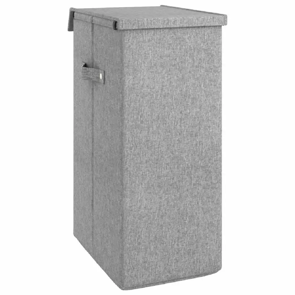 Foldable Laundry Hamper Grey 26x34.5x59.5 cm Faux Linen Fabric 351039