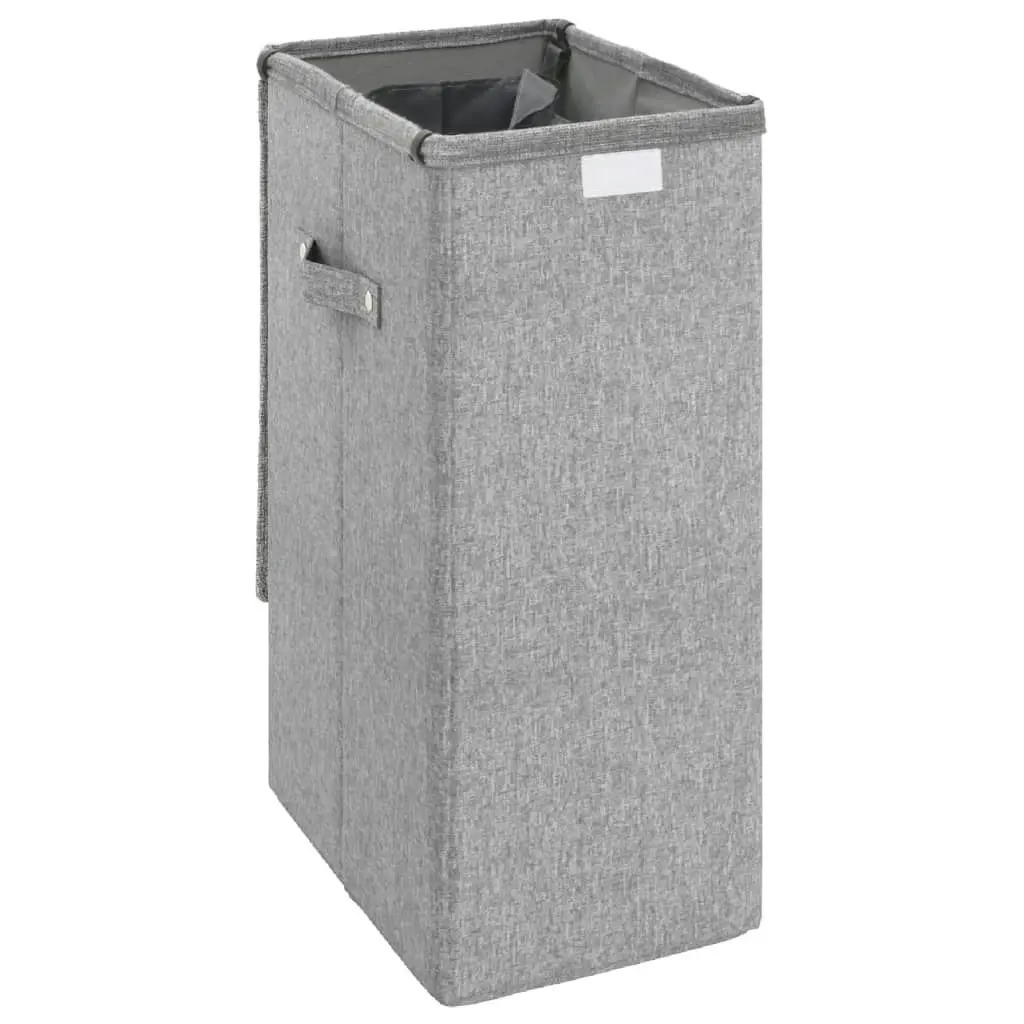 Foldable Laundry Hamper Grey 26x34.5x59.5 cm Faux Linen Fabric 351039