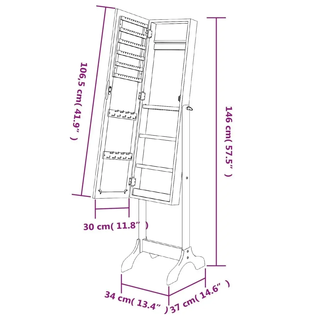 Free-Standing Mirror 34x37x146 cm 351765