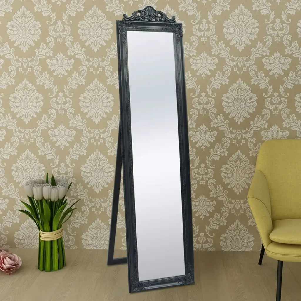 Free-Standing Mirror Baroque Style 160x40 cm Black 243694