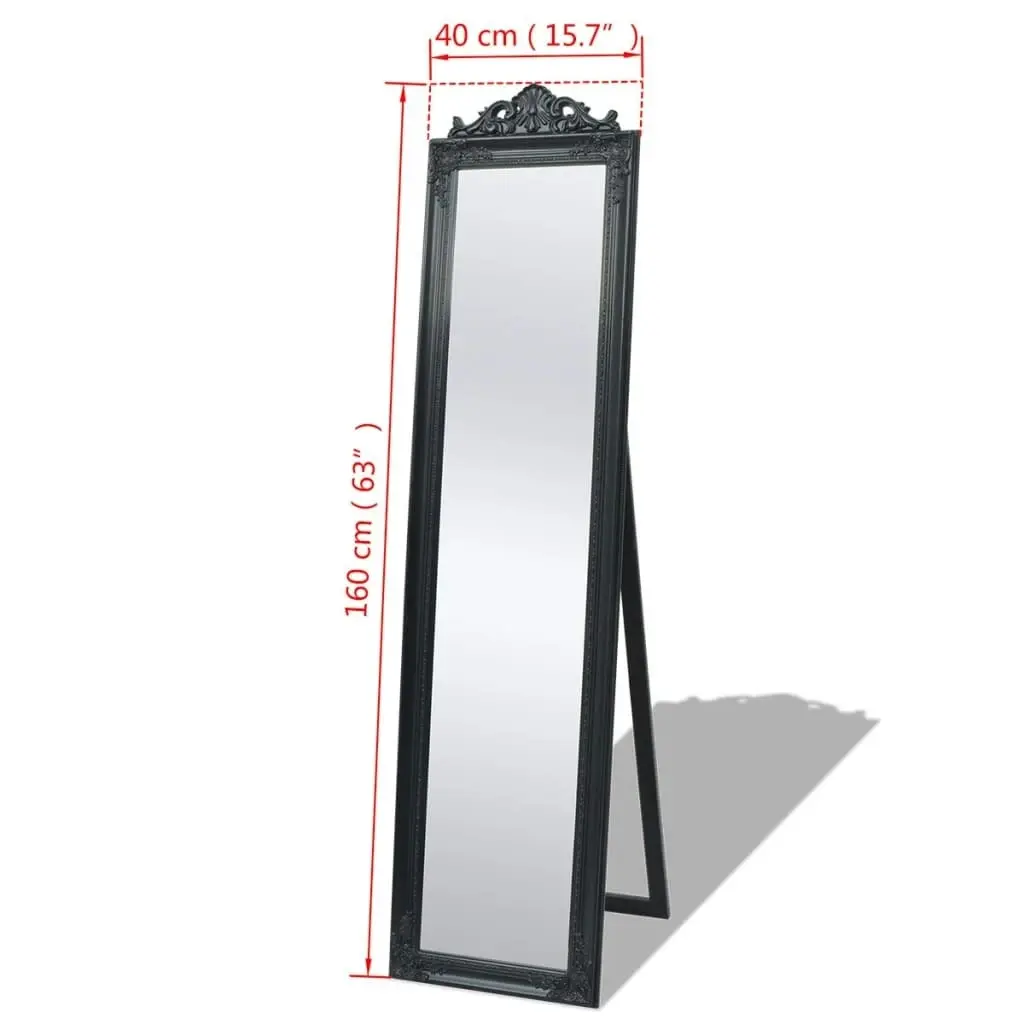 Free-Standing Mirror Baroque Style 160x40 cm Black 243694