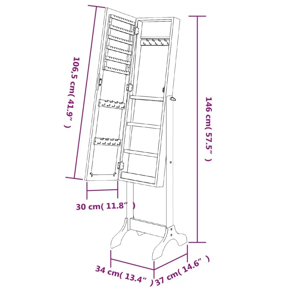 Free-Standing Mirror White 34x37x146 cm 351763