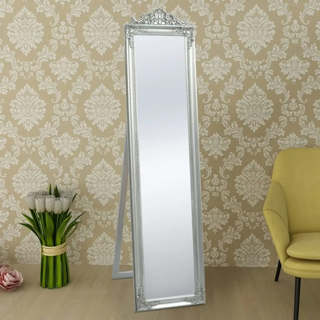 Free-Standing Mirror Baroque Style 160x40 cm Silver 243693