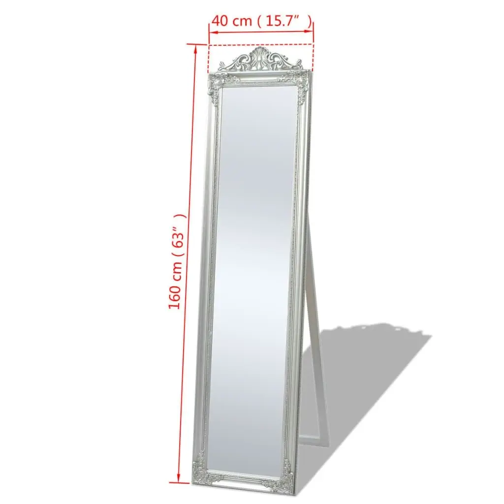 Free-Standing Mirror Baroque Style 160x40 cm Silver 243693