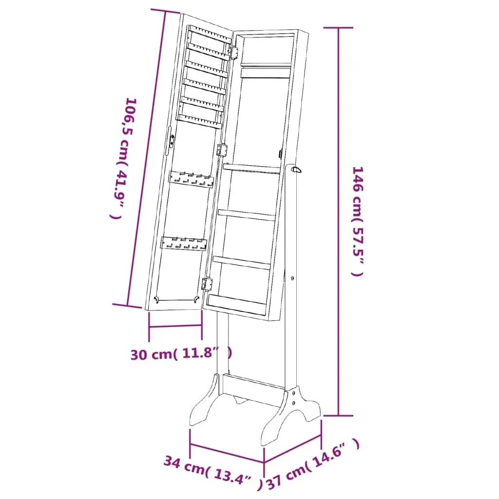 Free-Standing Mirror Black 34x37x146 cm 351764