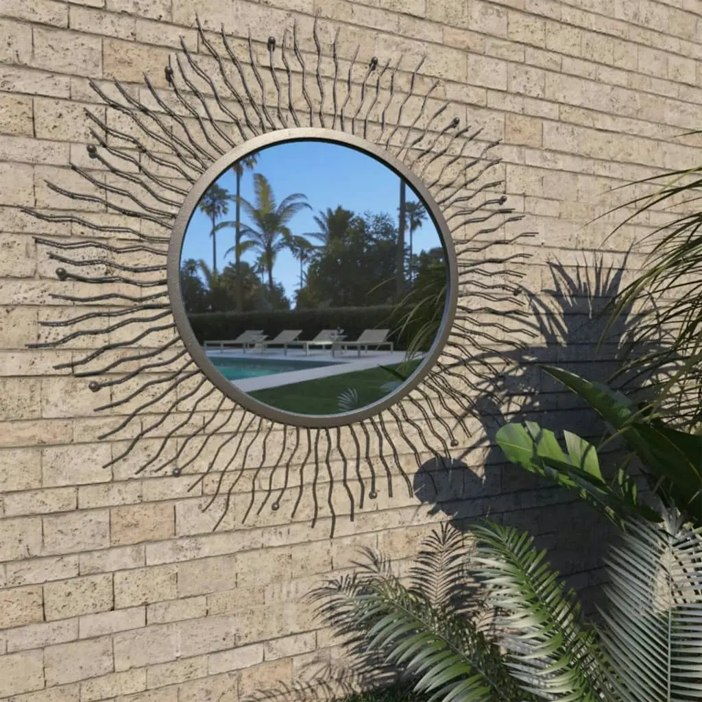 Garden Wall Mirror Sunburst 80 cm Black 275612