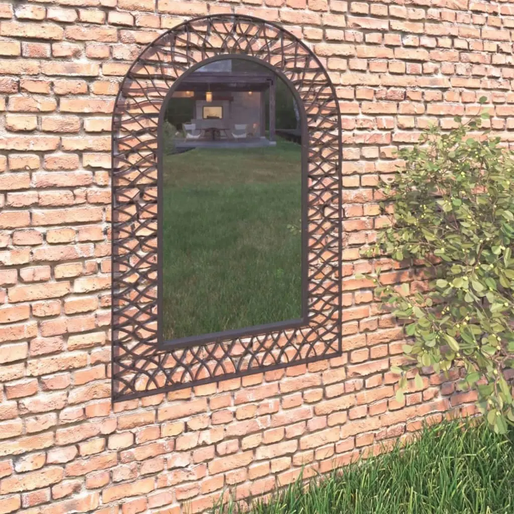 Garden Wall Mirror Arched 50x80 cm Black 275607