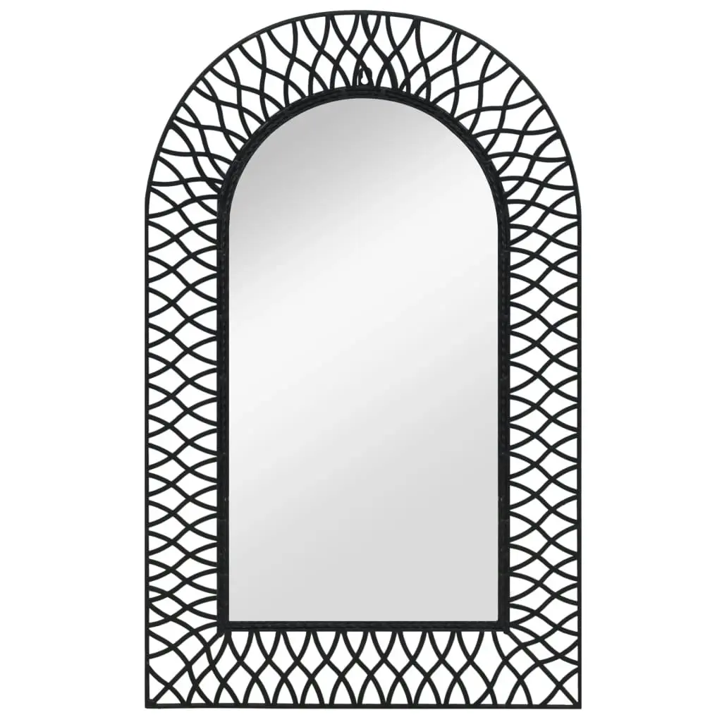 Garden Wall Mirror Arched 50x80 cm Black 275607