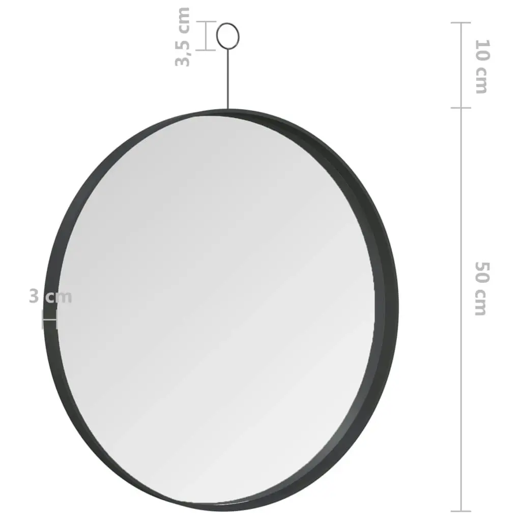 Hanging Mirror with Hook Black 50 cm 322309