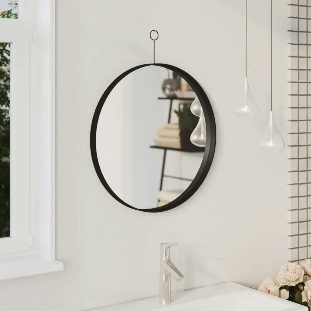 Hanging Mirror with Hook Black 50 cm 322309