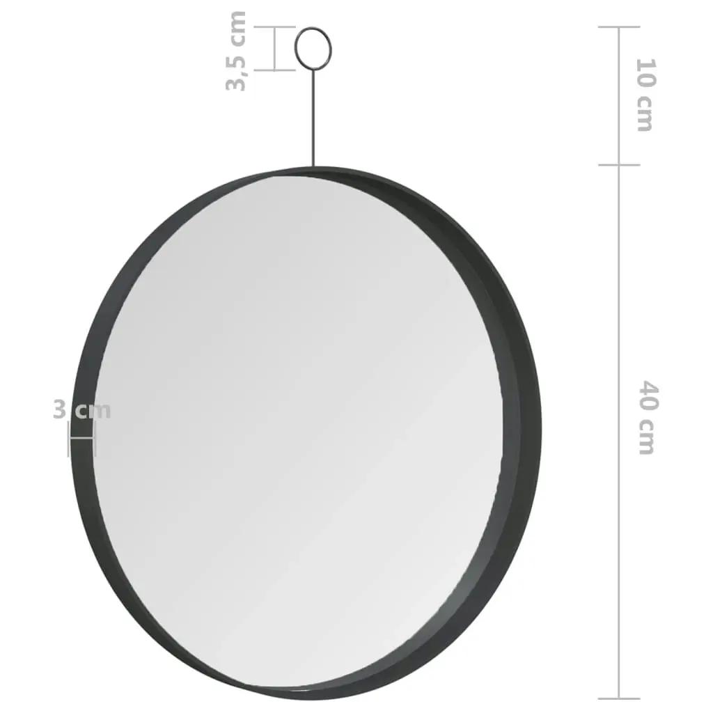 Hanging Mirror with Hook Black 40 cm 322308