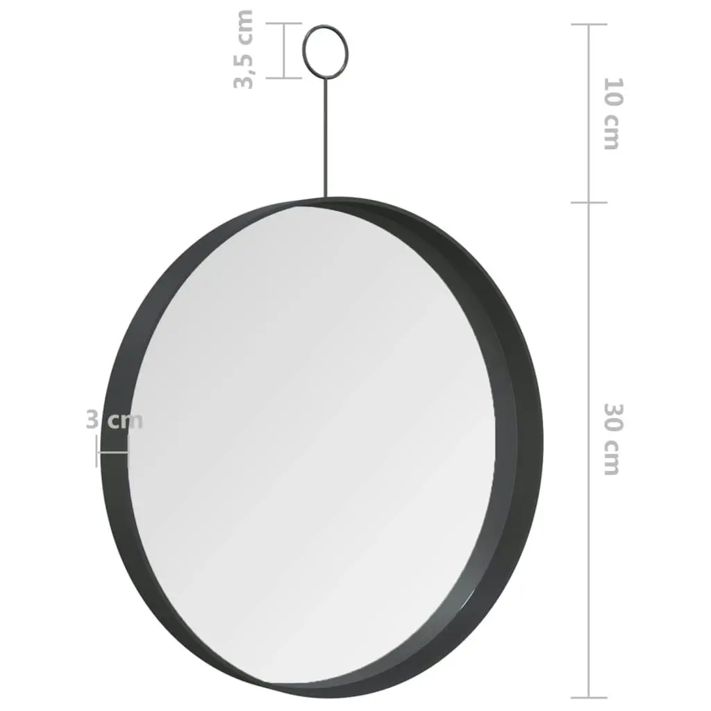 Hanging Mirror with Hook Black 30 cm 322307