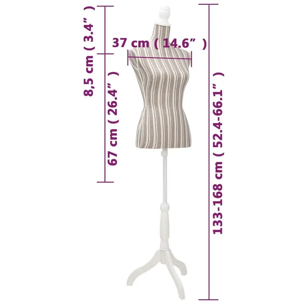 Ladies Bust Display Mannequin Linen With Stripes 30031