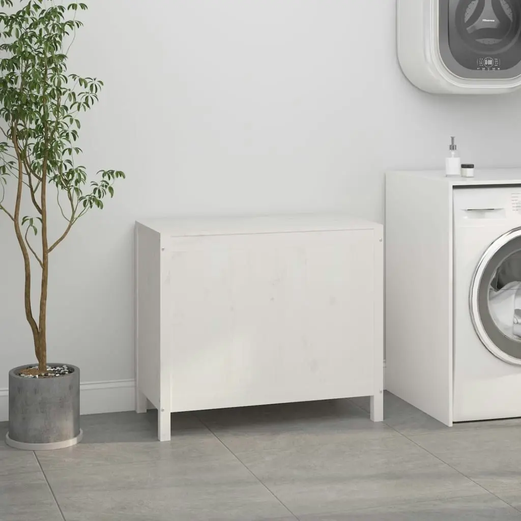 Laundry Box White 88.5x44x76 cm Solid Wood Pine 823580