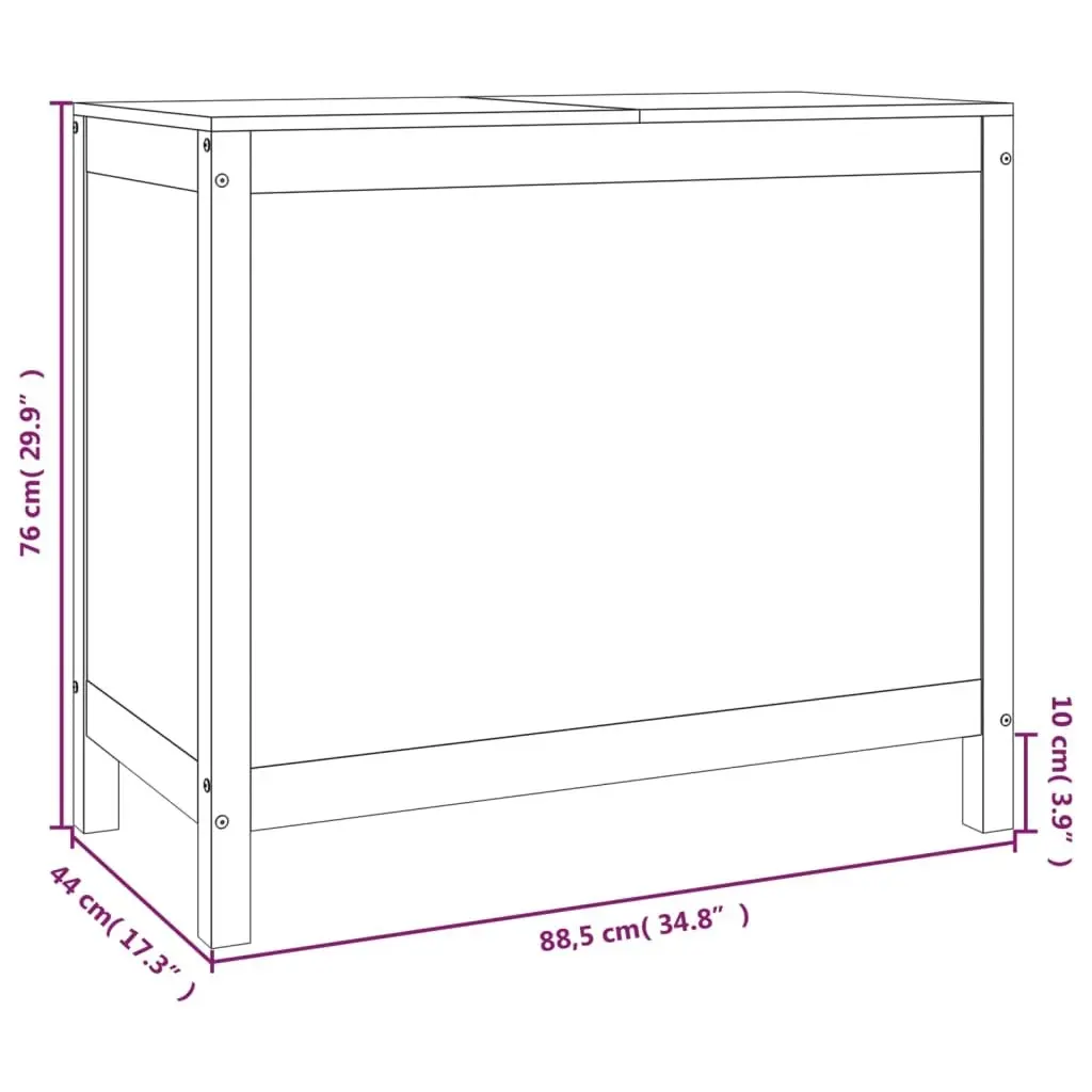 Laundry Box White 88.5x44x76 cm Solid Wood Pine 823580