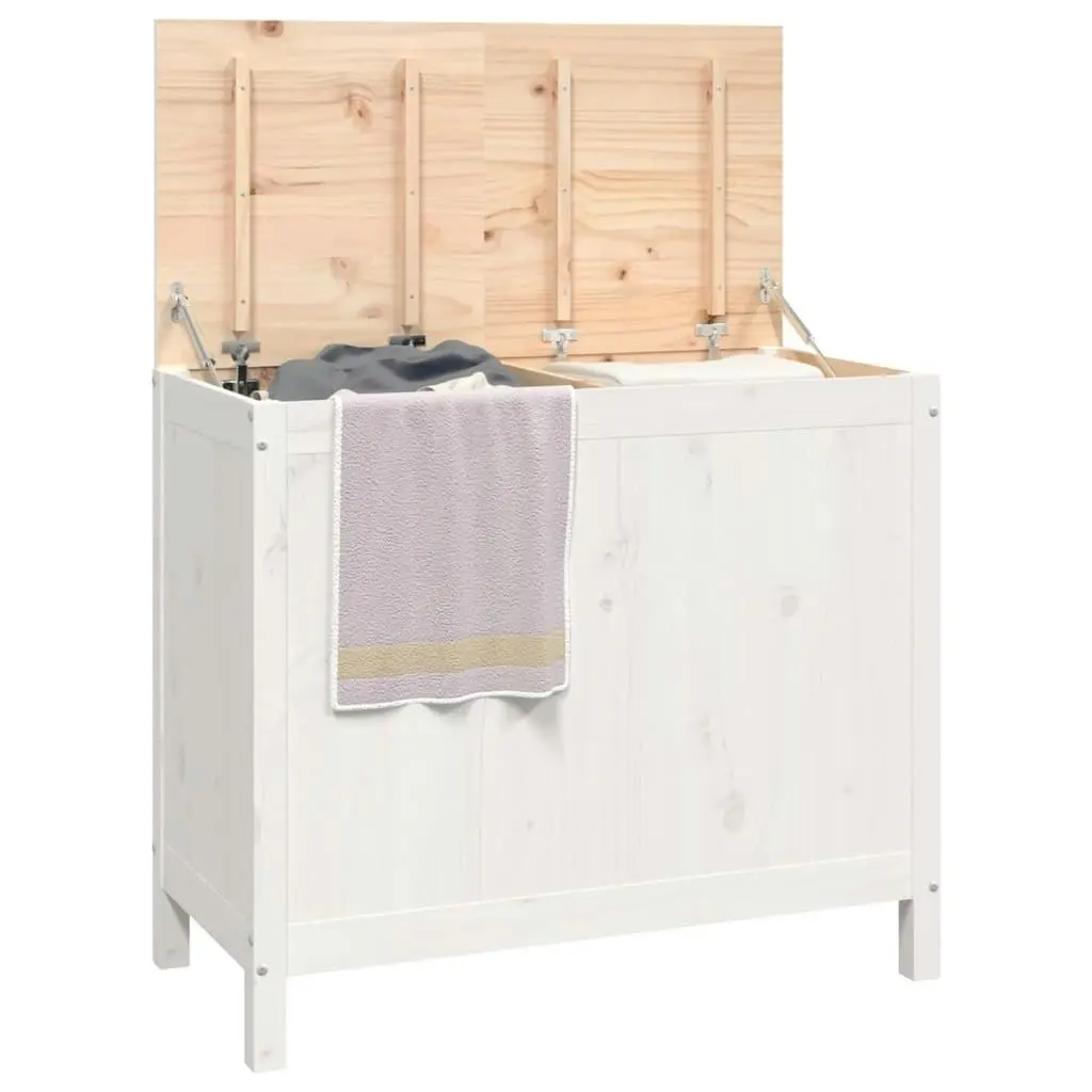 Laundry Box White 88.5x44x76 cm Solid Wood Pine 823580