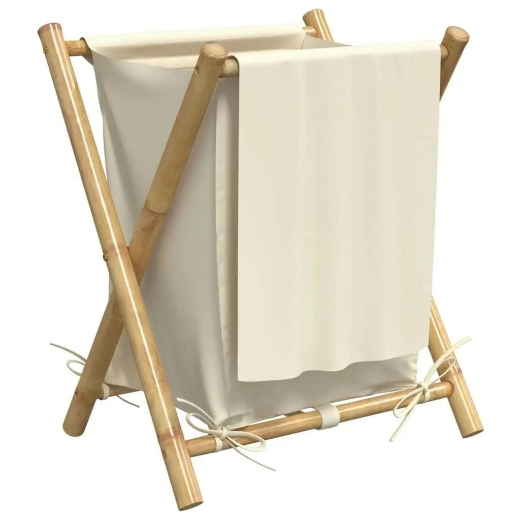 Laundry Basket Cream White 45x55x63.5 cm Bamboo 368035