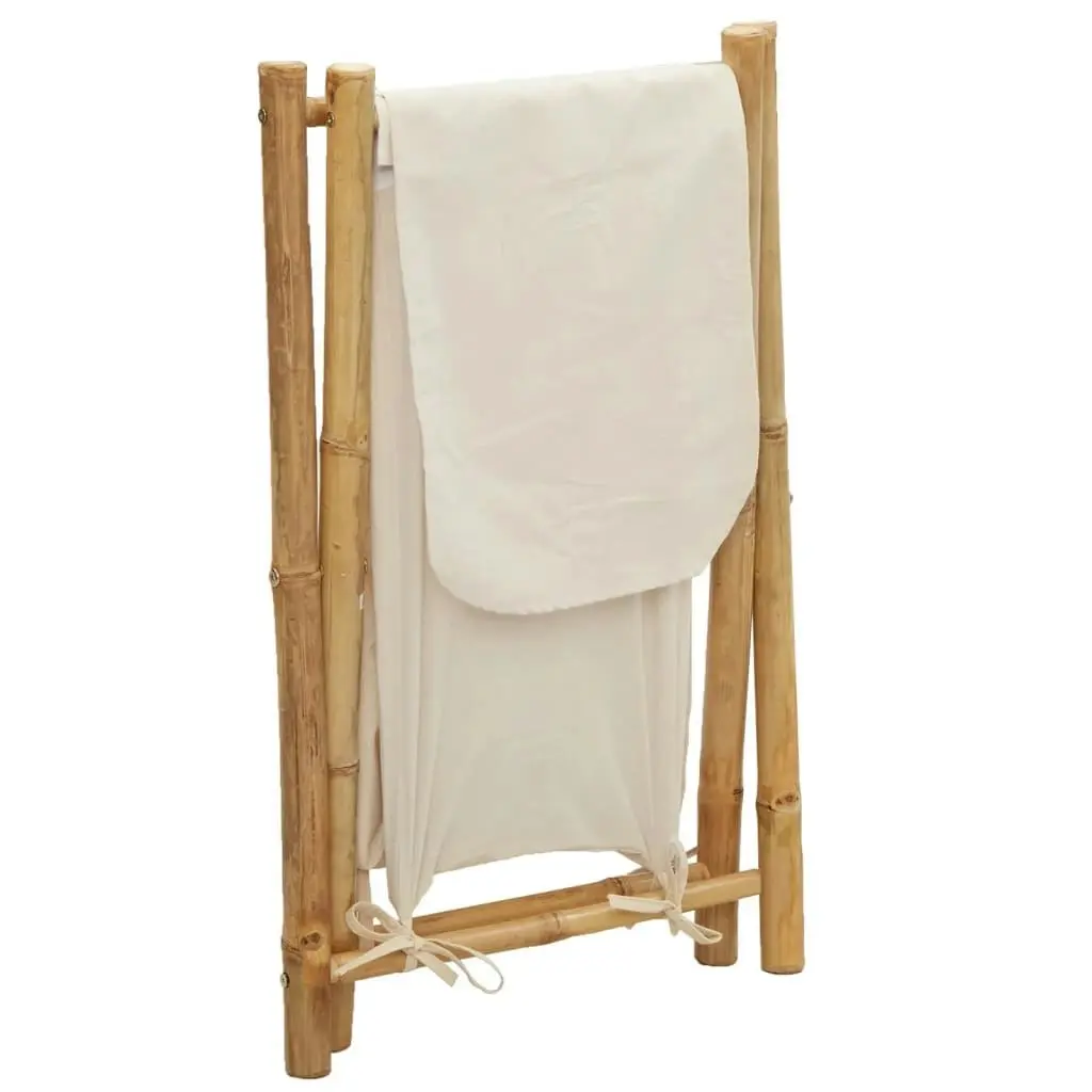 Laundry Basket Cream White 45x55x63.5 cm Bamboo 368035