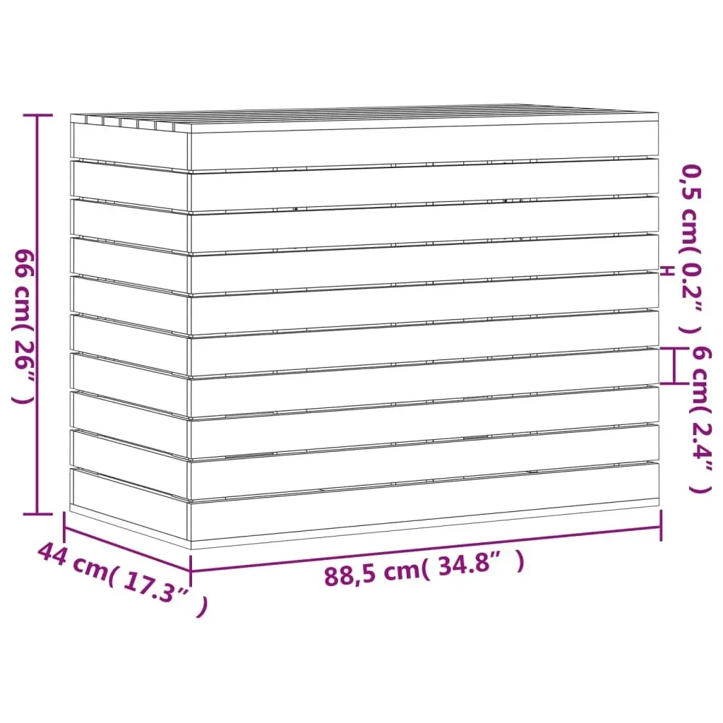 Laundry Basket White 88.5x44x66 cm Solid Wood Pine 832320