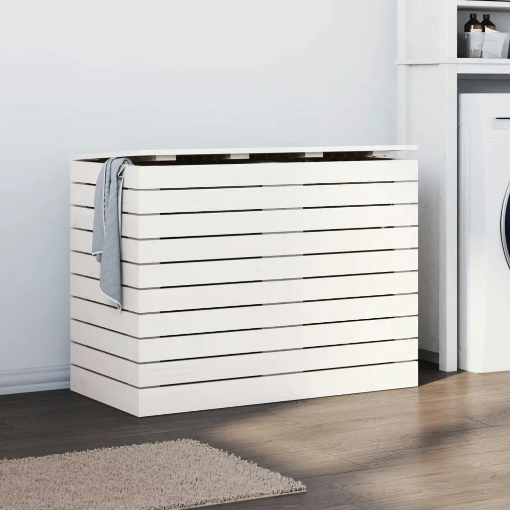 Laundry Basket White 88.5x44x66 cm Solid Wood Pine 832320