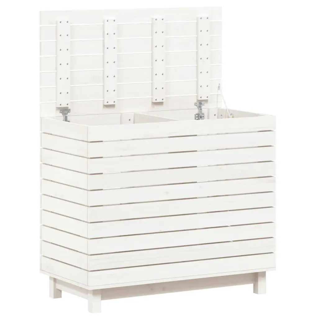 Laundry Basket White 88.5x44x76 cm Solid Wood Pine 832324