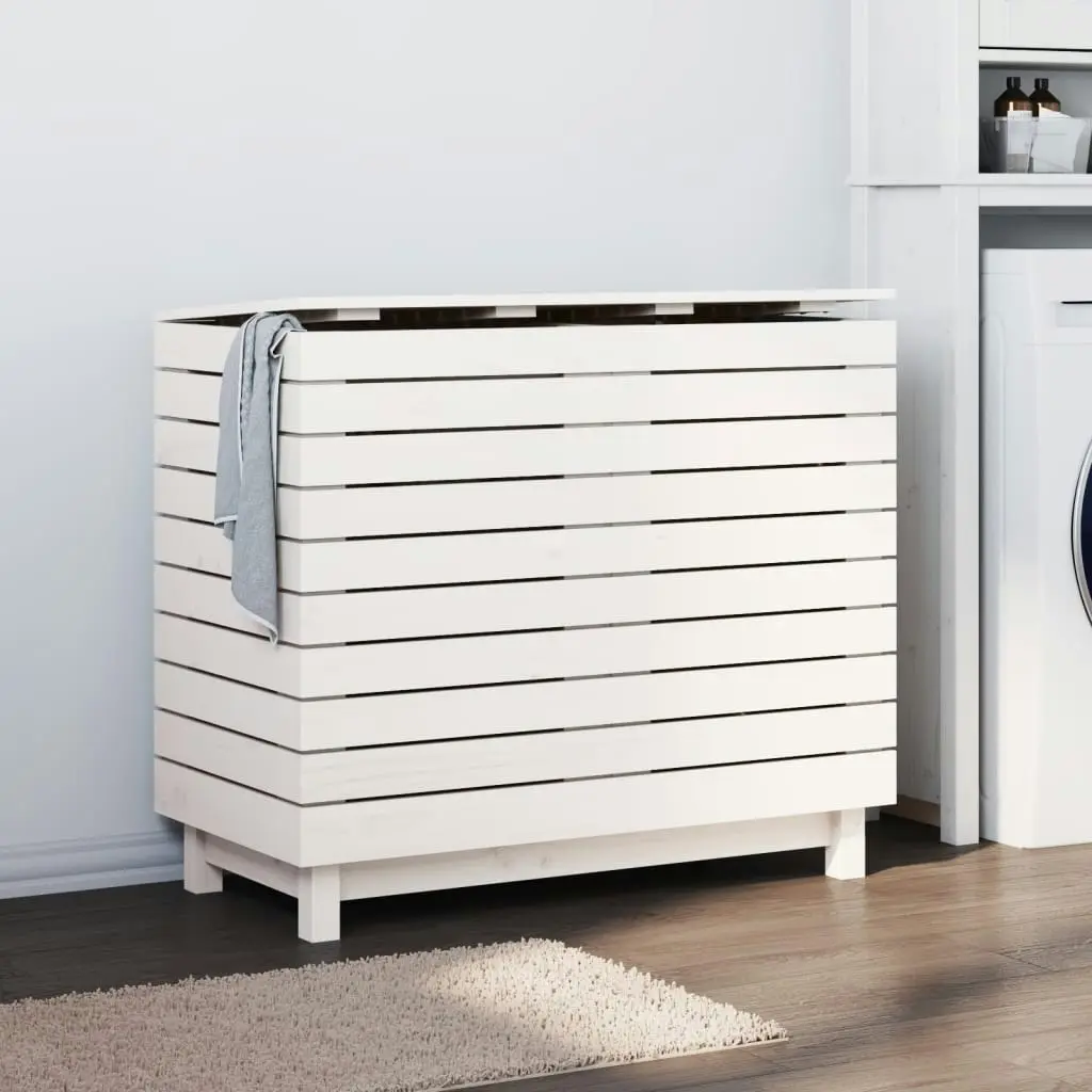 Laundry Basket White 88.5x44x76 cm Solid Wood Pine 832324