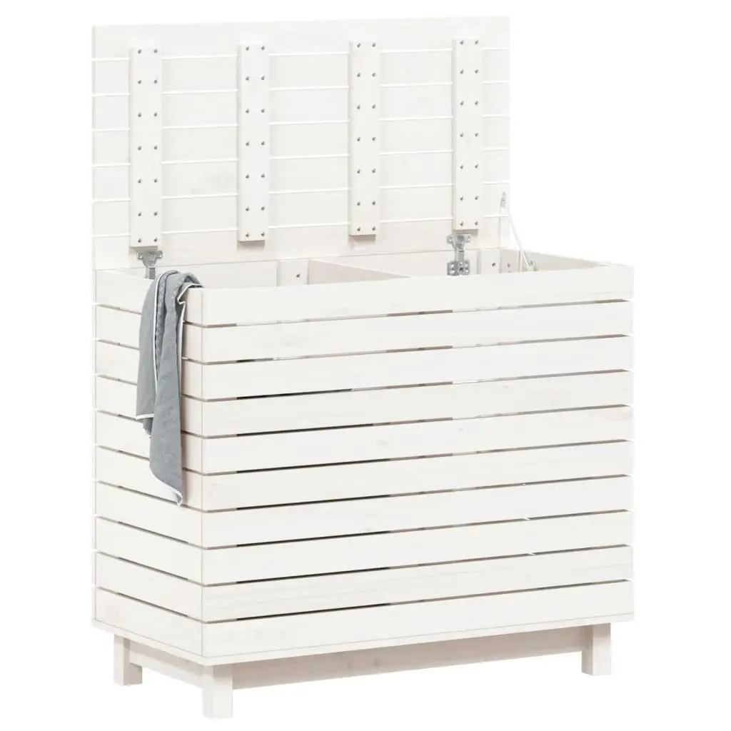 Laundry Basket White 88.5x44x76 cm Solid Wood Pine 832324