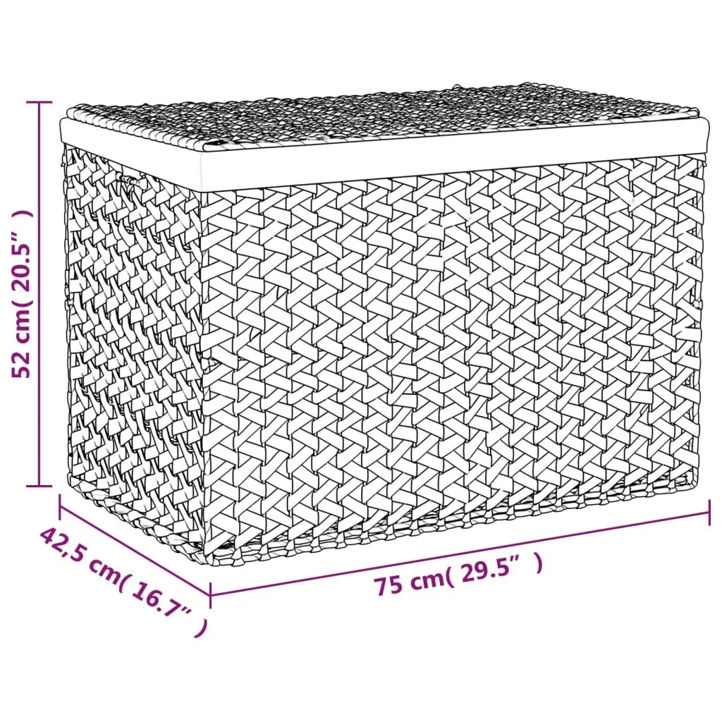 Laundry Basket with 3 Sections 75x42.5x52 cm Water Hyacinth 355184