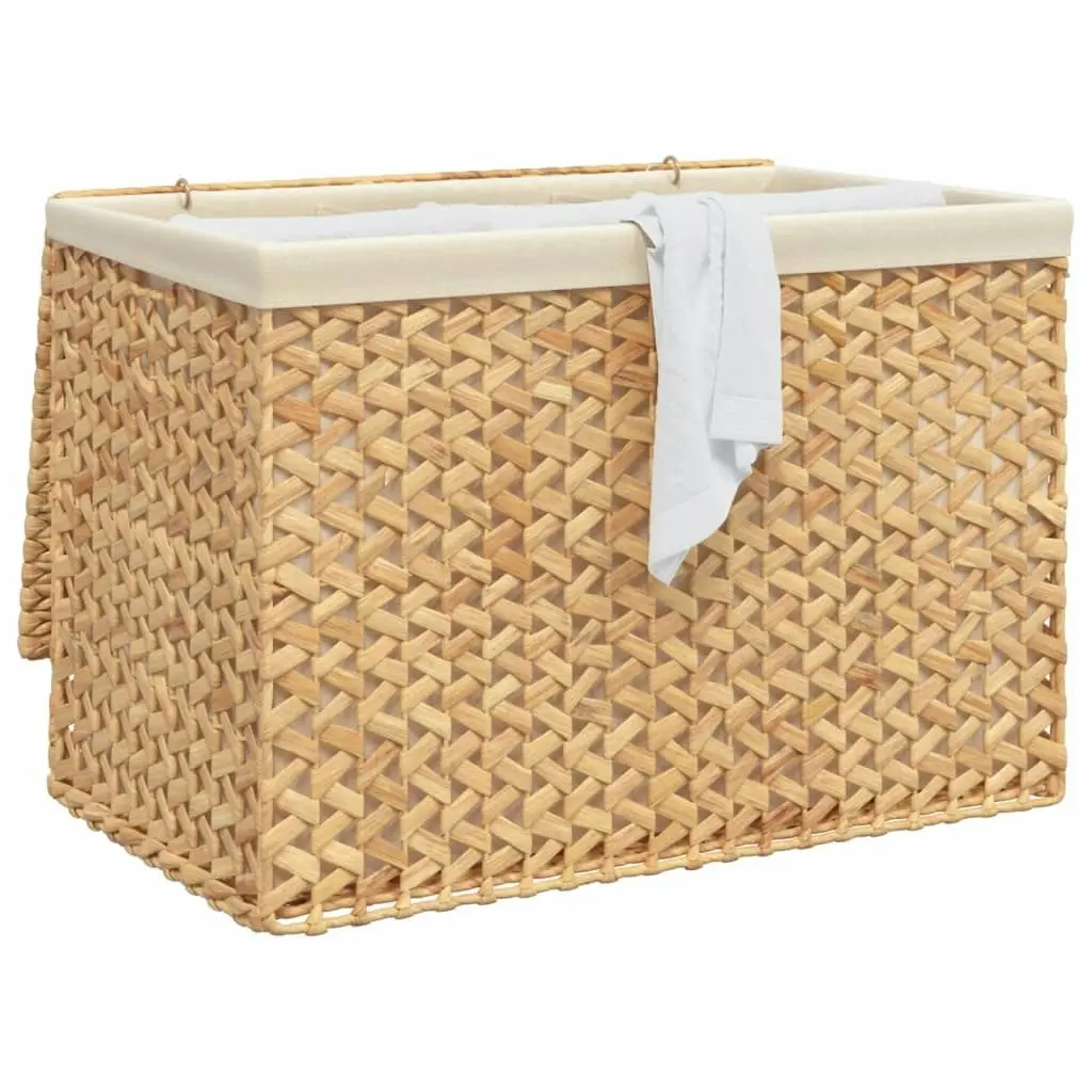 Laundry Basket with 3 Sections 75x42.5x52 cm Water Hyacinth 355184