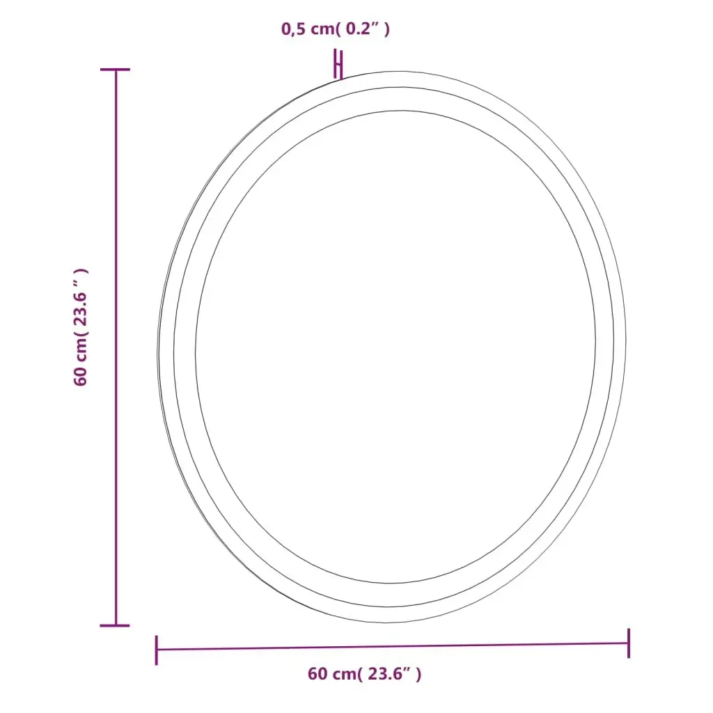 LED Bathroom Mirror 60 cm Round 353279